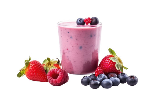 Berries smoothie freshness isolated on transparent background. Generative Ai