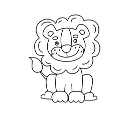 Lion Character Black and White Vector Illustration Coloring Book for Kids