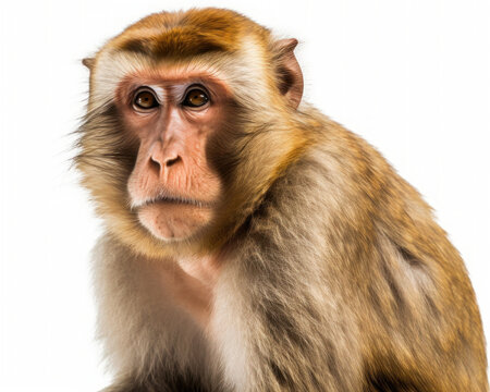 photo of Barbary macaque isolated on white background. Generative AI
