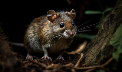Naklejka na ściany i meble photo of Asian tree mouse in forest. Generative AI