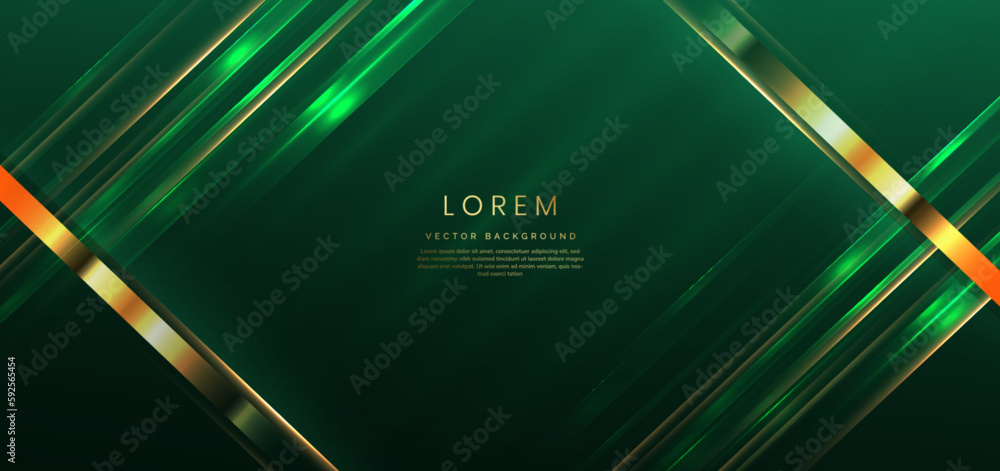Canvas Prints abstract background luxury green elegant geometric diagonal with gold lighting effect and copy space