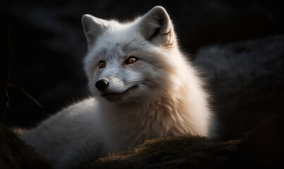 close up photo of Arctic fox in its natural habitat. Generative AI