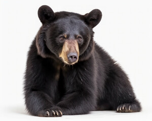Fototapeta premium photo of Asiatic black bear isolated on white background. Generative AI
