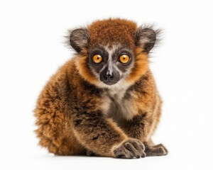 Fototapeta premium photo of woolly lemur isolated on white background. Generative AI