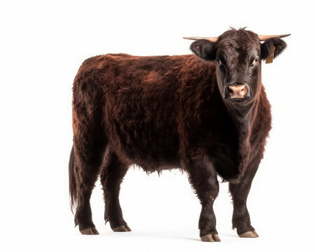 photo of Angus cattle isolated on white background. Generative AI