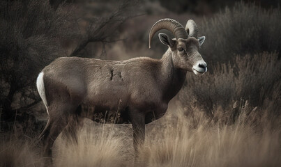 Obraz premium photo of Argali in its natural habitat. Generative AI