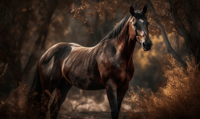 Obraz na płótnie Canvas photo of Arabian horse in its natural habitat. Generative AI