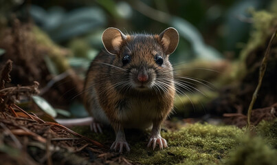 photo of Asian tree mouse in forest. Generative AI