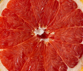 Fresh sliced grapefruit. Selective focus.