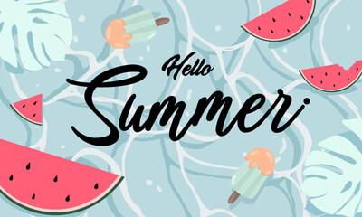 fresh beautiful water summer banner design background pattern.horizontal poster,greeting card,header for website.
