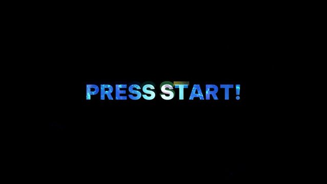 Press Start animated text with abstract colors. 4k video footage