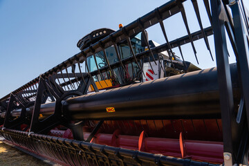 Close up of combine harvester for harvesting wheat	