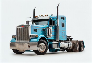 Western Star truck with blue cab Isolated on a white background. Generative AI