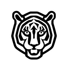 Geometric animal tiger head background, black logo vector