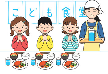 食事をする子供　子ども食堂