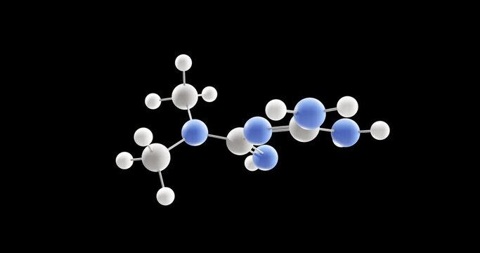 Metformin molecule, rotating 3D model of Glucophage, looped video with alpha channel