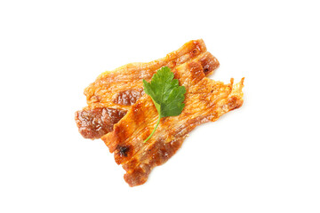Fried bacon, fried food, isolated on white background, png