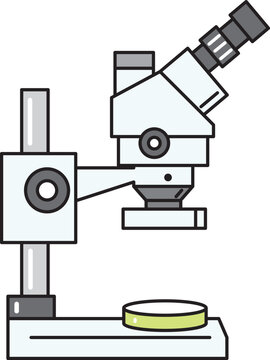 研究所にあるような実体顕微鏡イラスト