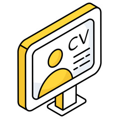 Editable design icon of online cv 