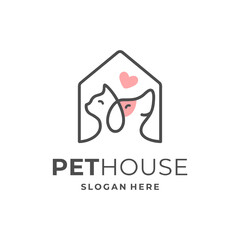 Dog and cat logo design. animal pet care concept