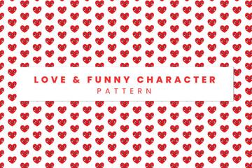 Love and funny character pattern Red hearts