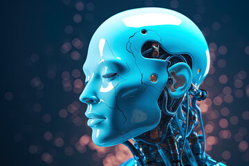 3d rendering artificial intelligence robot cyborg. Created with Generative AI Technology