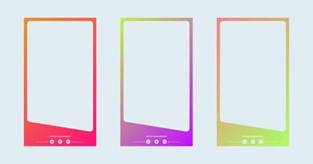 Vertical story template in gradient colors. Social media frame vector illustration.
