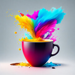 Coffee cup explosion. Generative AI