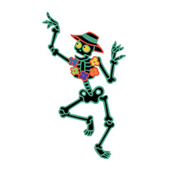 Hawaiian skeleton dancing Vector illustration