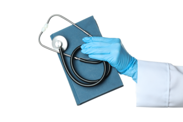 Concept of different professional books - medicine books, isolated on white background