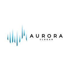Fototapeta premium Aurora Logo, Light Wave Vector, Nature Landscape Design, Product Brand Template Illustration Icon
