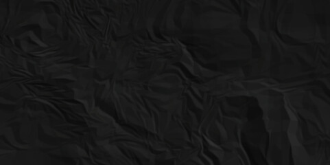 Black fabric texture and Crumpled black paper. Textured crumpled black paper background.	
