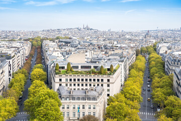Panorama view from Triumphal Arch, Paris, France