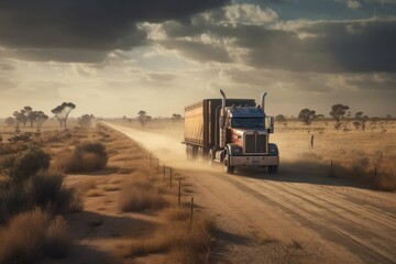 Fototapeta premium Truck on the road, Generative AI