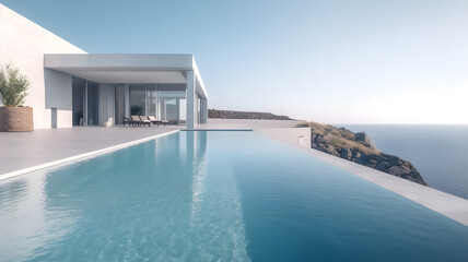 Fototapeta na wymiar A house with a pool and a sea 