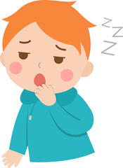 Sleepy boy, lethargic or cold symptoms