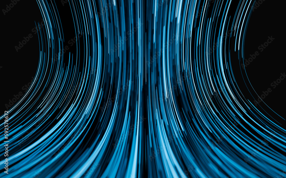 Poster flowing lines with digital cyberspace, 3d rendering.