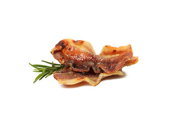Fried bacon, fried food, isolated on white background, png