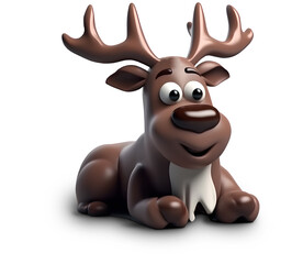 Cute cartoon reindeer made out of chocolate - Generative AI