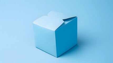A small delivery carton with a blue background and real material.