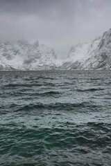 Stormy clouds over the sea, Lofoten, Norway, Europe