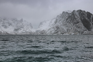 Winter landscape in Lofoten Archipelago, Norway, Europ