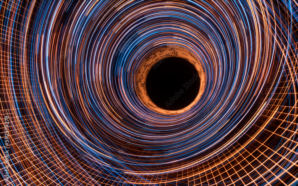 Aufkleber flowing lines with digital cyberspace, 3d rendering.