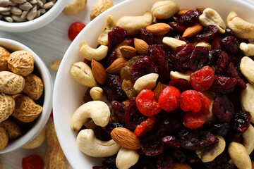 Tasty food concept - delicious dried fruits, tasty dried food