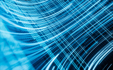 Flowing lines with digital cyberspace, 3d rendering.