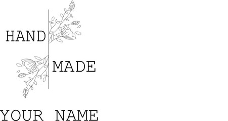 logo for handmade business on a background with flower and leaves