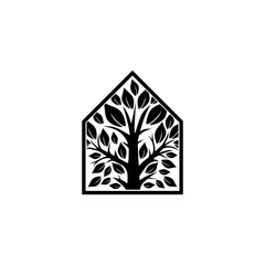 House and tree icon isolated on transparent background