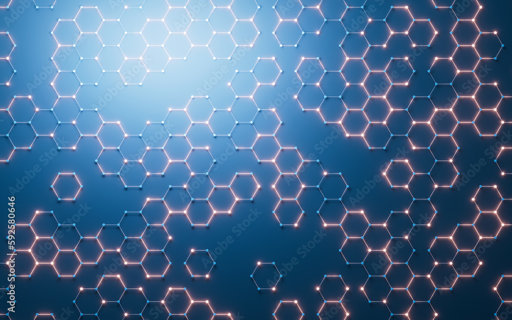 Poster hexagonal structure background, 3d rendering.