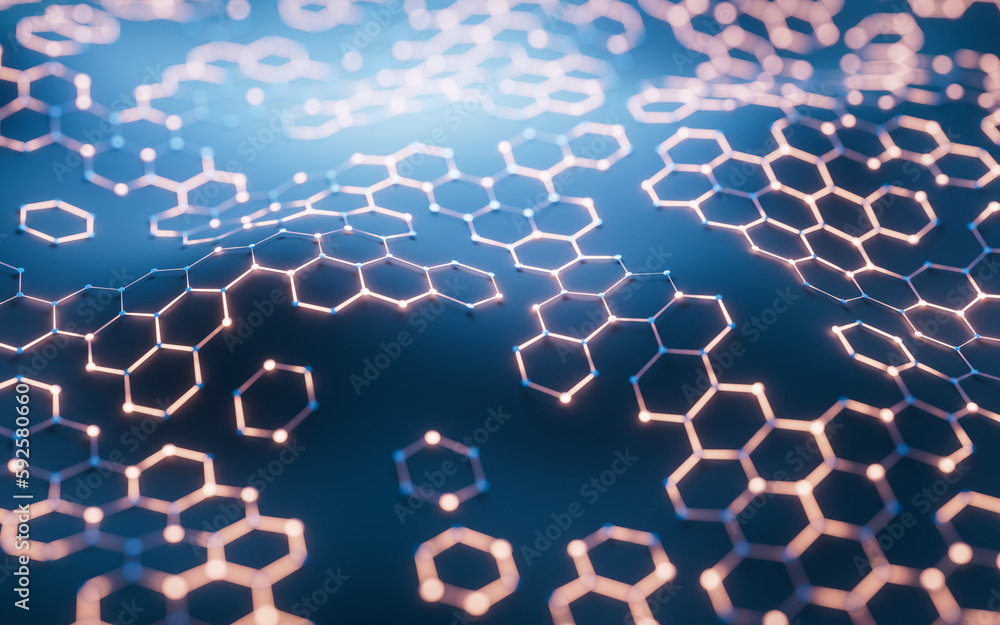 Poster hexagonal structure background, 3d rendering.
