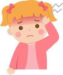 Boy with headache, cold or fever symptoms